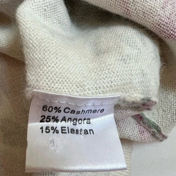 WOMEN'S VINTAGE Cashmere ANGORA Floral Long Sleeve CARDIGAN M - Picture 9 of 9